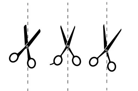Scissors with cut lines. Vector illustration. Paper cut icon with dotted line Stock Illustration