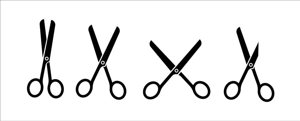 Scissors with cut lines. Vector illustration.Paper cut icon with dotted line Stock Illustration