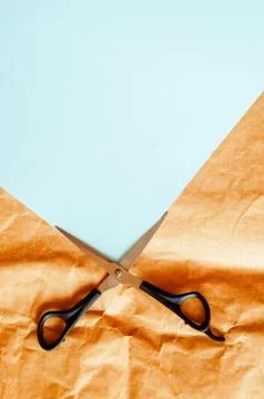 Scissors cut paper. creative and creative work 스톡 사진