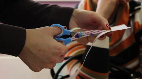 Scissors cut paper Stock Footage 36042485