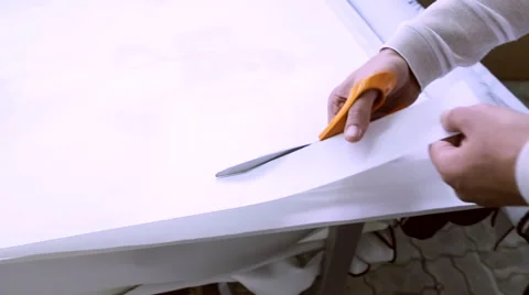 Scissors cut paper Stock Footage 48466974