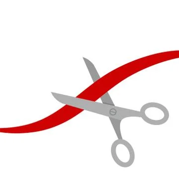 Scissors cut the red ribbon. Isolated. Flat design style. Stock vector illust Stock Illustration