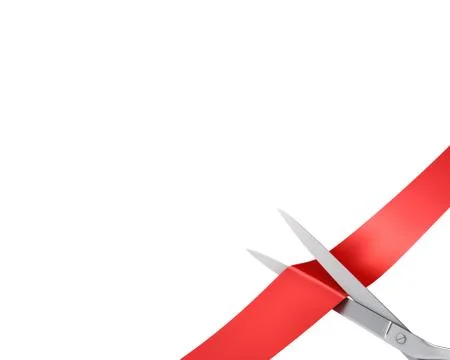 Scissors cut ribbon, closeup corner version Stock Illustration