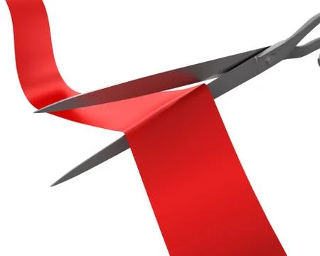 Scissors cut the ribbon closeup Stock Illustration