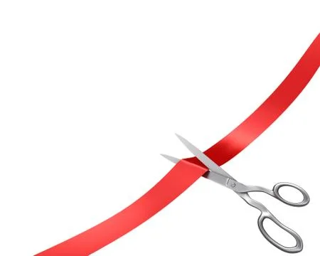 Scissors cut ribbon, corner version Stock Illustration