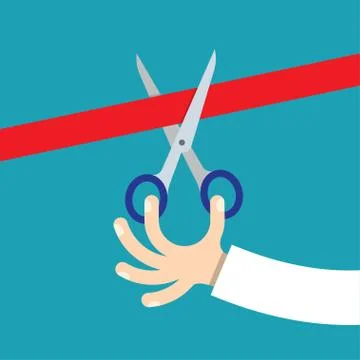 Scissors cut the ribbon Stock Illustration