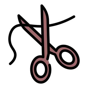 Scissors cut thread icon color outline vector Stock Illustration