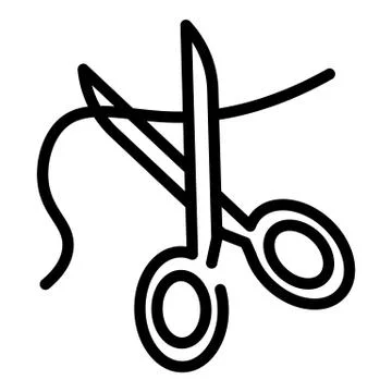 Scissors cut thread icon, outline style Stock Illustration