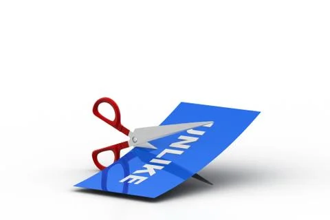 Scissors cut the word unlike in two parts Stock Illustration