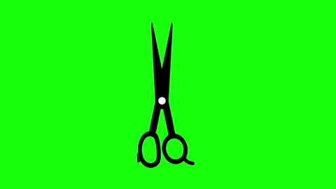 Scissors Cutting Animation on Green Screen Background Stock Footage 325619603