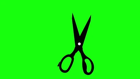 Scissors Cutting Animation on Green Screen Background Stock Footage 325619620