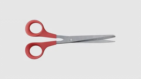 Scissors Cutting Animation with Transparent Background Seamless Loop. 4K Stock Footage 327392053