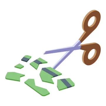 Scissors cutting banknotes representing financial crisis and bankruptcy Stock Illustration