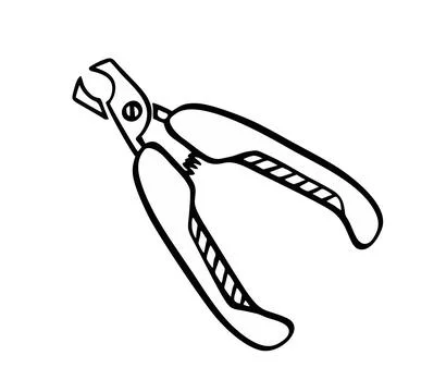 Scissors for cutting the claws of pets. Pet grooming.  Doodle style hand draw Stock Illustration