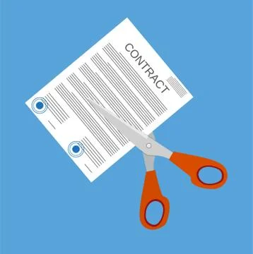 Scissors cutting contract document. 스톡 일러스트