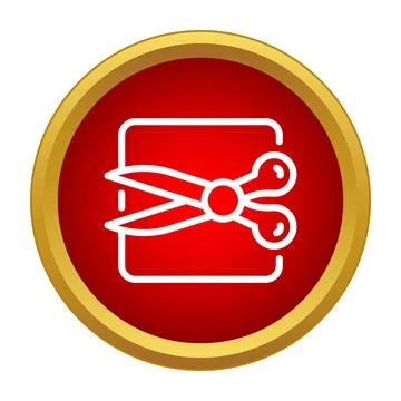 Scissors cutting coupon or voucher in red circle Stock Illustration