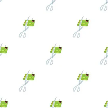 Scissors cutting credit card pattern seamless vector Stockillustratie