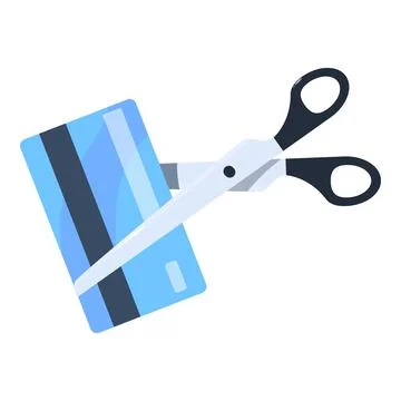Scissors cutting a credit card, representing debt management, financial freed Illustrazione stock