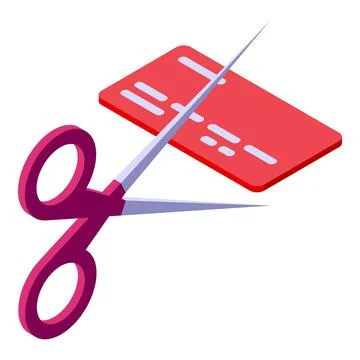 Scissors cutting credit card representing bankruptcy and debt problems イラスト素材