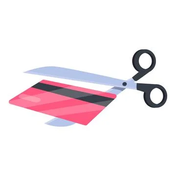 Scissors cutting credit card symbolizing bankruptcy and financial problems 스톡 일러스트
