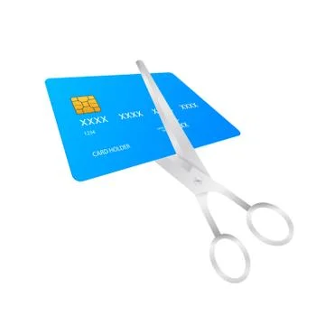 Scissors cutting credit card. Vector stock illustration. Stock Illustration