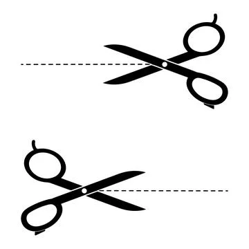Scissors cutting dotted lines isolated on white background Stock Illustration