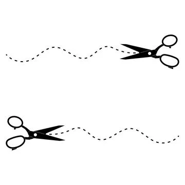 Scissors cutting dotted lines isolated on white background Stock Illustration