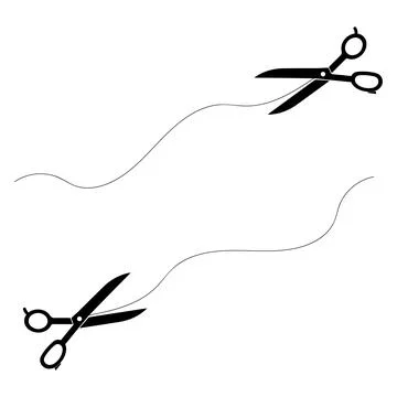 Scissors cutting dotted lines isolated on white background Stock Illustration