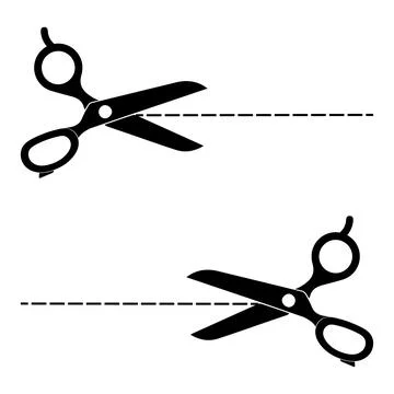 Scissors cutting dotted lines isolated on white background Stock Illustration