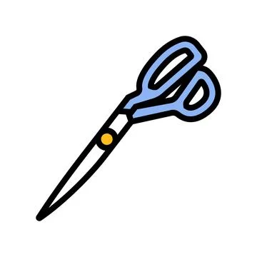 Scissors cutting fabric thrift driven fashion color icon vector illustration Stock Illustration