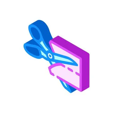 Scissors cutting fabric thrift driven fashion isometric icon vector. scissors Stock Illustration