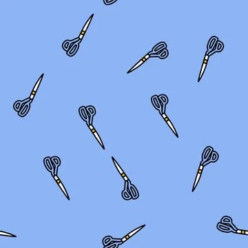 Scissors cutting fabric thrift driven fashion vector seamless pattern イラスト素材