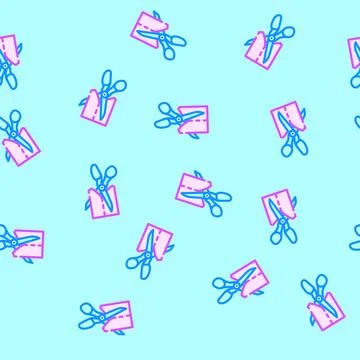 Scissors cutting fabric thrift driven fashion vector seamless pattern Stock Illustration