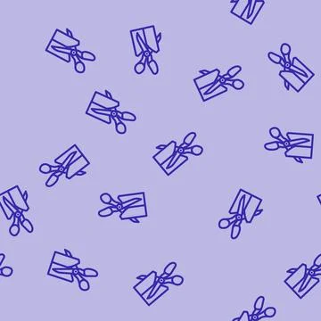 Scissors cutting fabric thrift driven fashion line vector seamless pattern イラスト素材