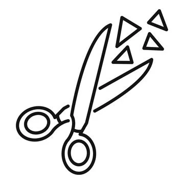 Scissors cutting geometric triangle shapes line art icon Stock Illustration
