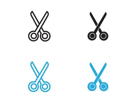 Scissors cutting icon black and white vector outline sign Illustrazione stock