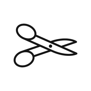 Scissors cutting icon Black line art vector logo Stock Illustration