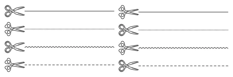 Scissors with cutting lines Stock Illustration