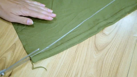 Scissors cutting material Stock Footage