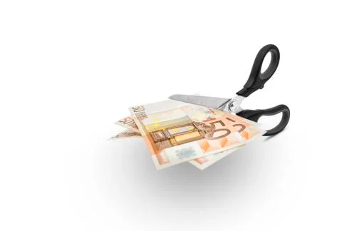 Scissors cutting money Stock Photos