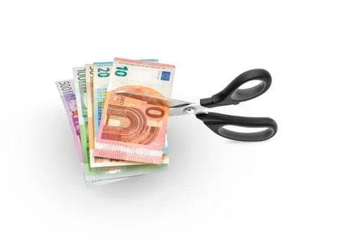 Scissors cutting money Stock Photos