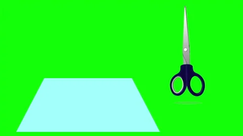 Scissors cutting a paper Isolated on Green Screen Stock Footage 67773472