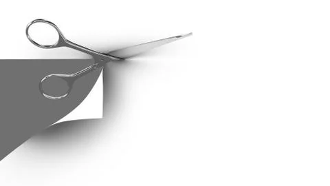 Scissors cutting a paper sheet in two parts. Stock Illustration