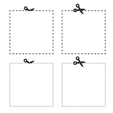 Scissors cutting the paper the square shape Stock Illustration