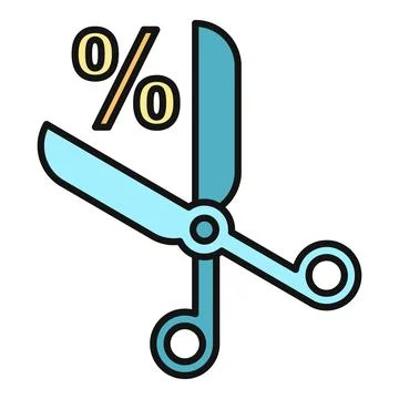 Scissors cutting percent sign indicating discount promotion Stock Illustration