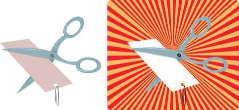 Scissors cutting a price tag Stock Illustration