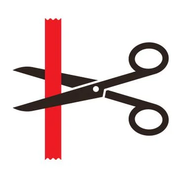 Scissors cutting a red ribbon Stock Illustration