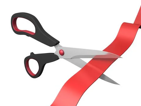 Scissors cutting ribbon Stock Illustration