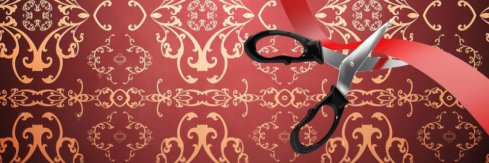 Scissors cutting ribbon with pattern Stockillustratie