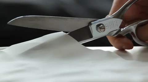 A Scissors cutting Silk Stock Footage 59029152